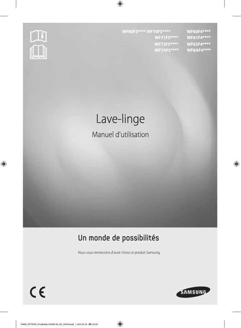 Image de la première page du manuel de l'appareil WF70F5E0N4W