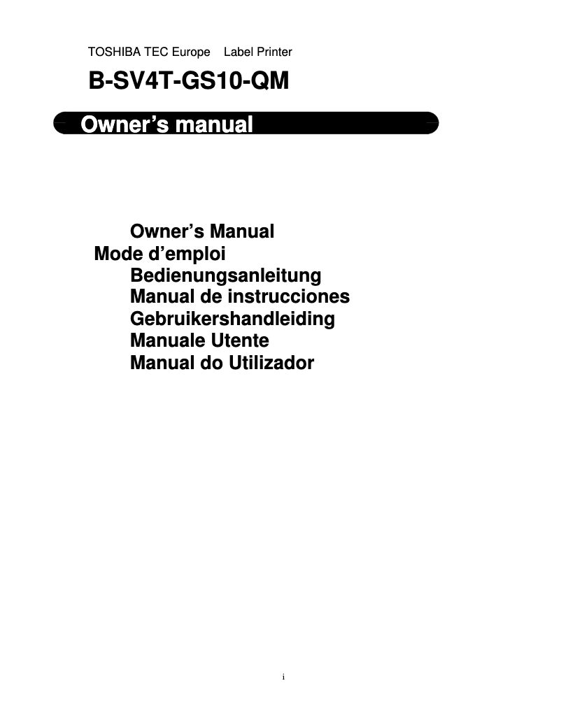 Page 1 de la notice Manuel utilisateur Toshiba B-SV4T-GS10-QM