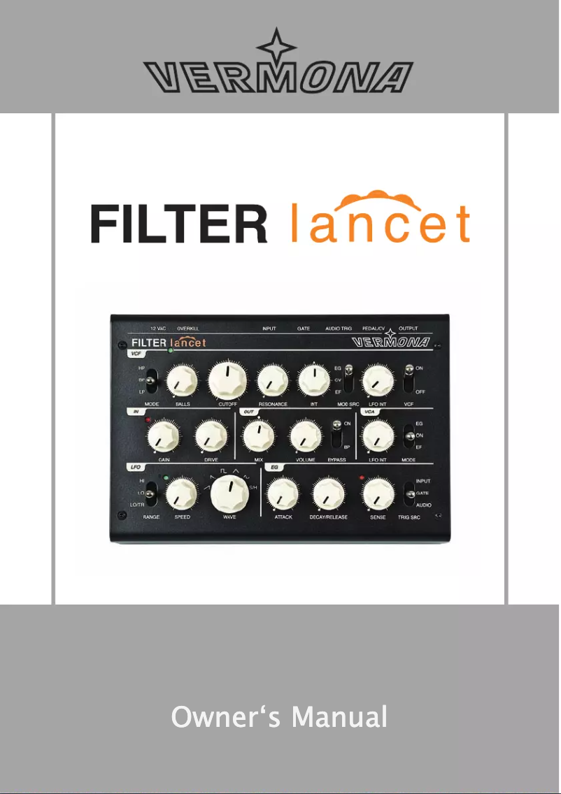 Image de la première page du manuel de l'appareil Filter Lancet