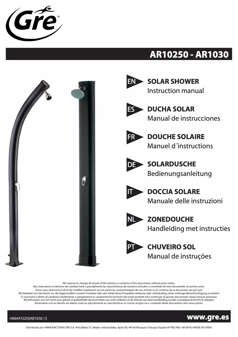 Imagen de la primera página del manual del dispositivo AR10250