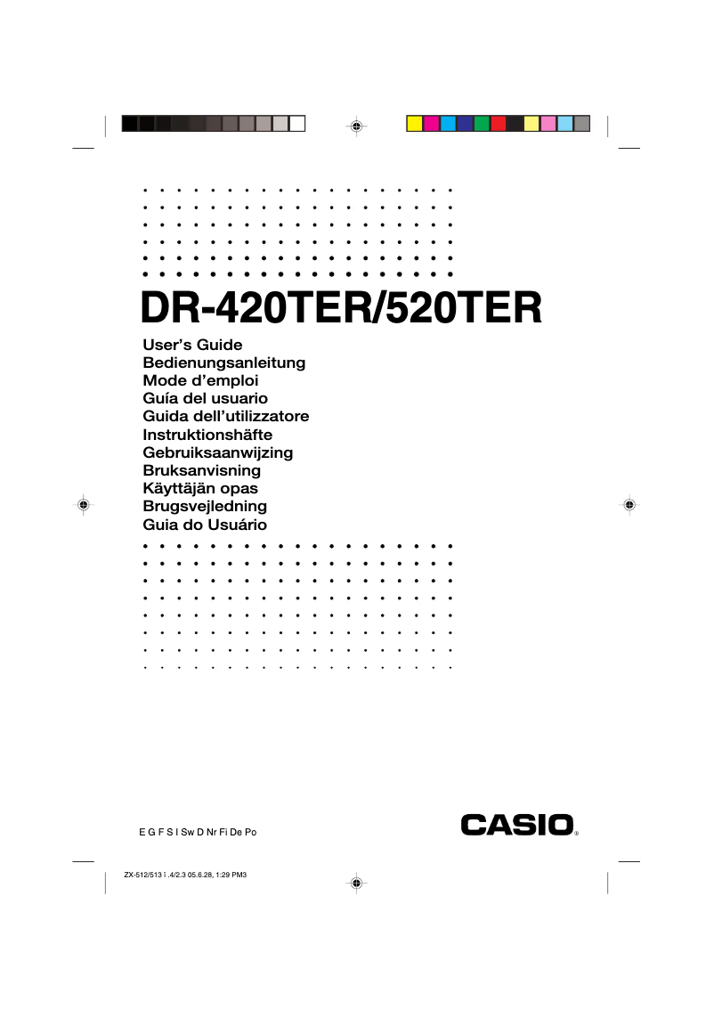 Page 1 de la notice Manuel utilisateur Casio DR-520TER