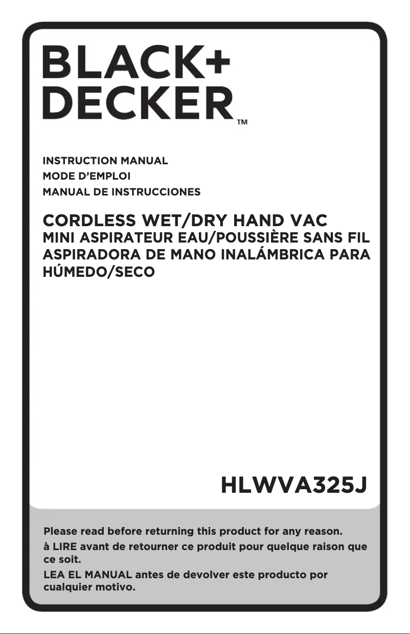 Page 1 de la notice Manuel utilisateur Black & Decker HLWVA325J21