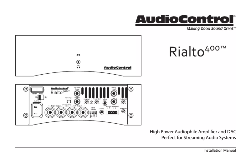 Page 1 of the manual User Manual AudioControl Rialto 400