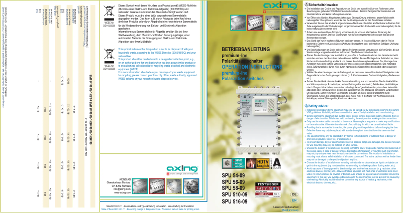 Page 1 de la notice Manuel utilisateur Axing SPU 58-09