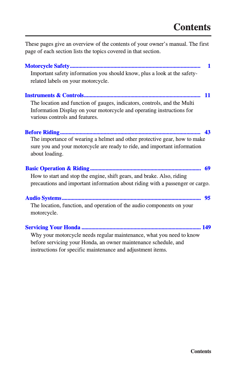 Page 1 of the manual User Manual Honda Gold Wing GL1800 (2013)