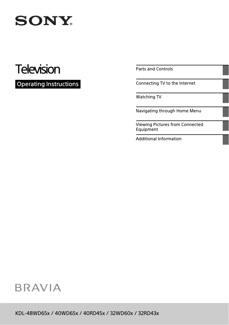 Image de la première page du manuel de l'appareil Bravia KDL-32RD435