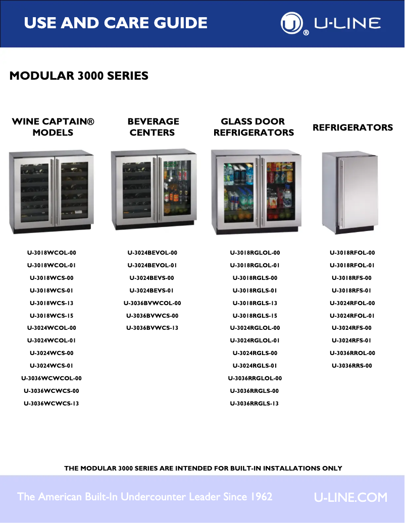 Page 1 de la notice Manuel utilisateur U-Line U-3018RFOL-00
