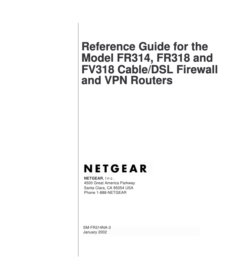Page n°1 - Manuel utilisateur Netgear FR318