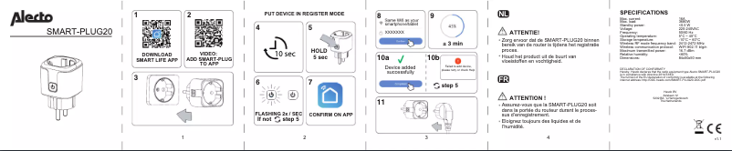Page 1 de la notice Manuel utilisateur Alecto SMART-PLUG20