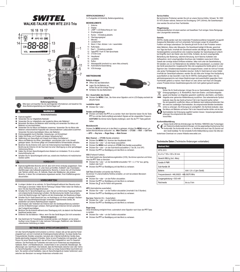 Página 1 del manual Manual de usuario Switel WTE2313