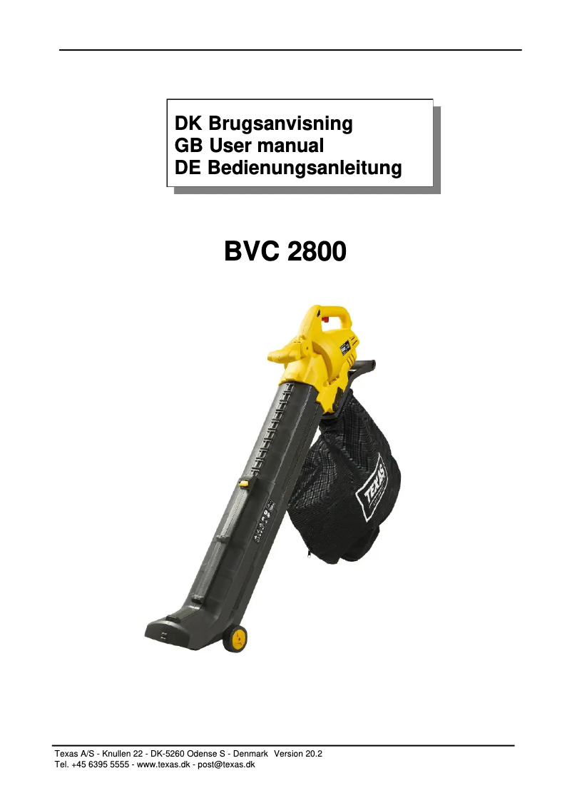 Page 1 de la notice Manuel utilisateur Texas BVC2800