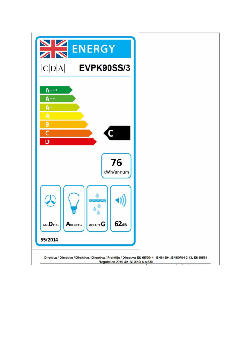 Page n°1 - Label énergétique CDA EVPK90SS