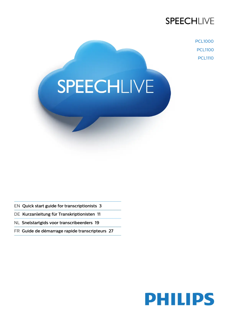Page n°1 - Manuel utilisateur Philips Speechlive PCL1100