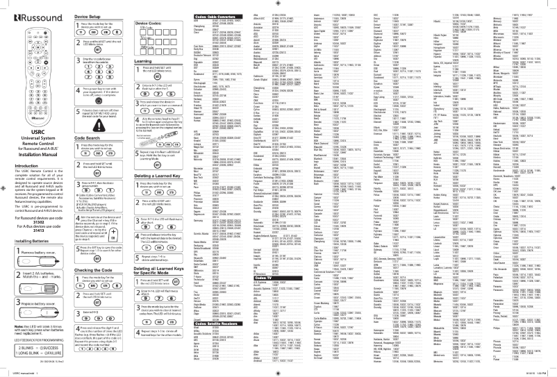 Page 1 de la notice Manuel utilisateur Russound USRC