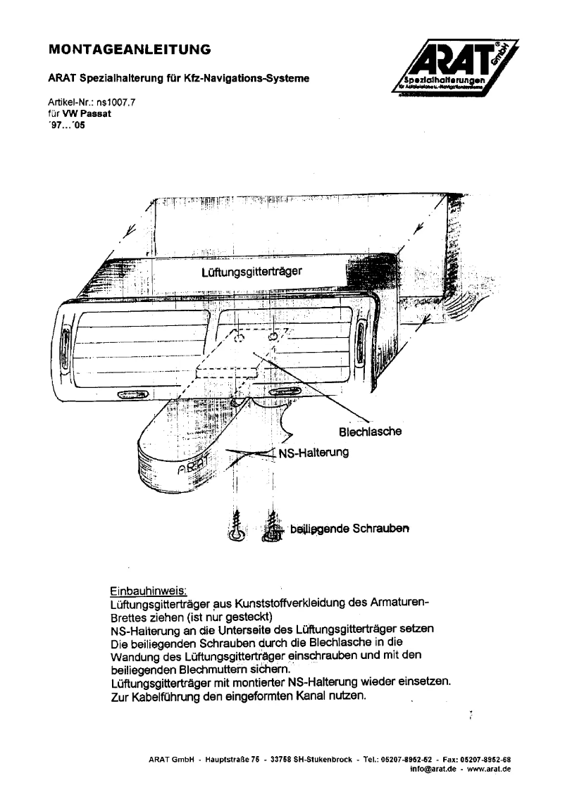 Image de la première page du manuel de l'appareil NS1007.7