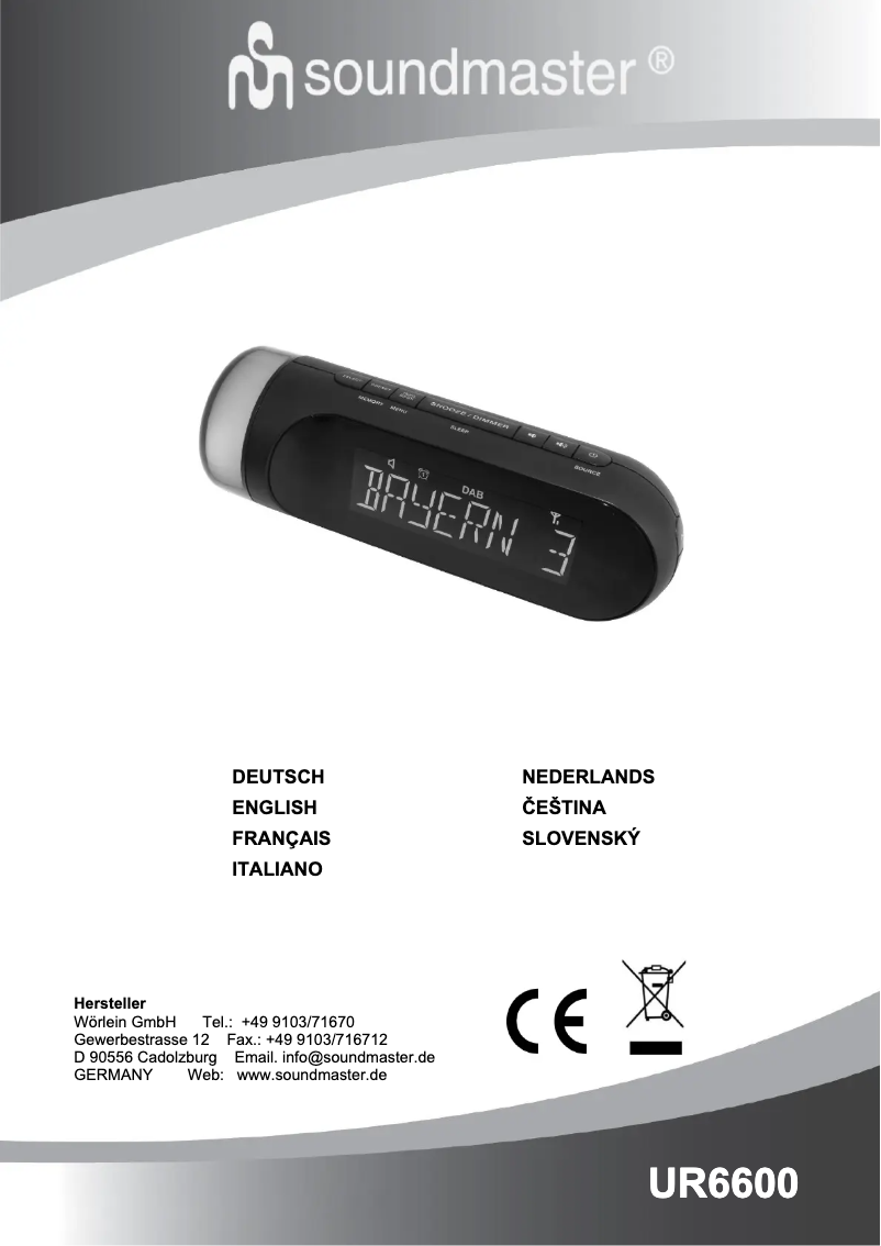 Page n°1 - Manuel utilisateur Soundmaster UR6600