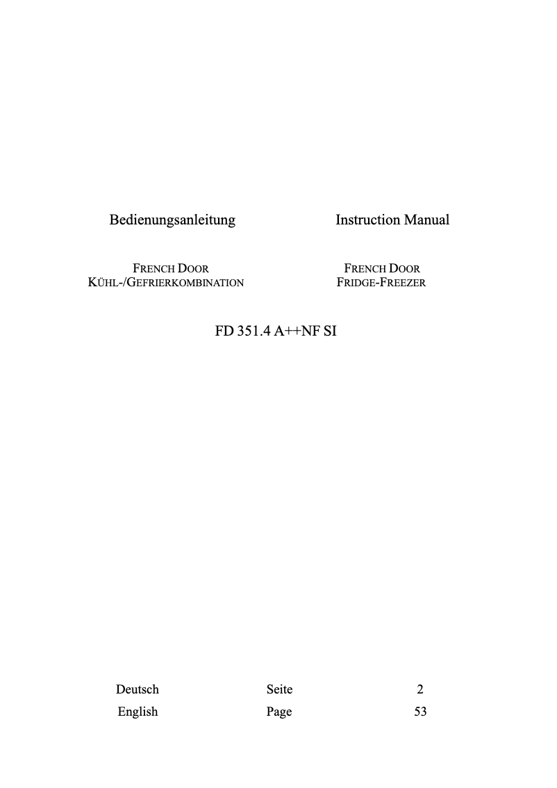 Image de la première page du manuel de l'appareil FD351.4A++NF SI