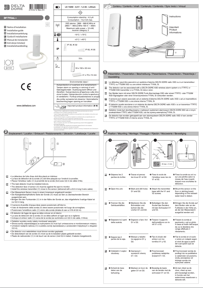 Image de la première page du manuel de l'appareil Tyxal+ DF
