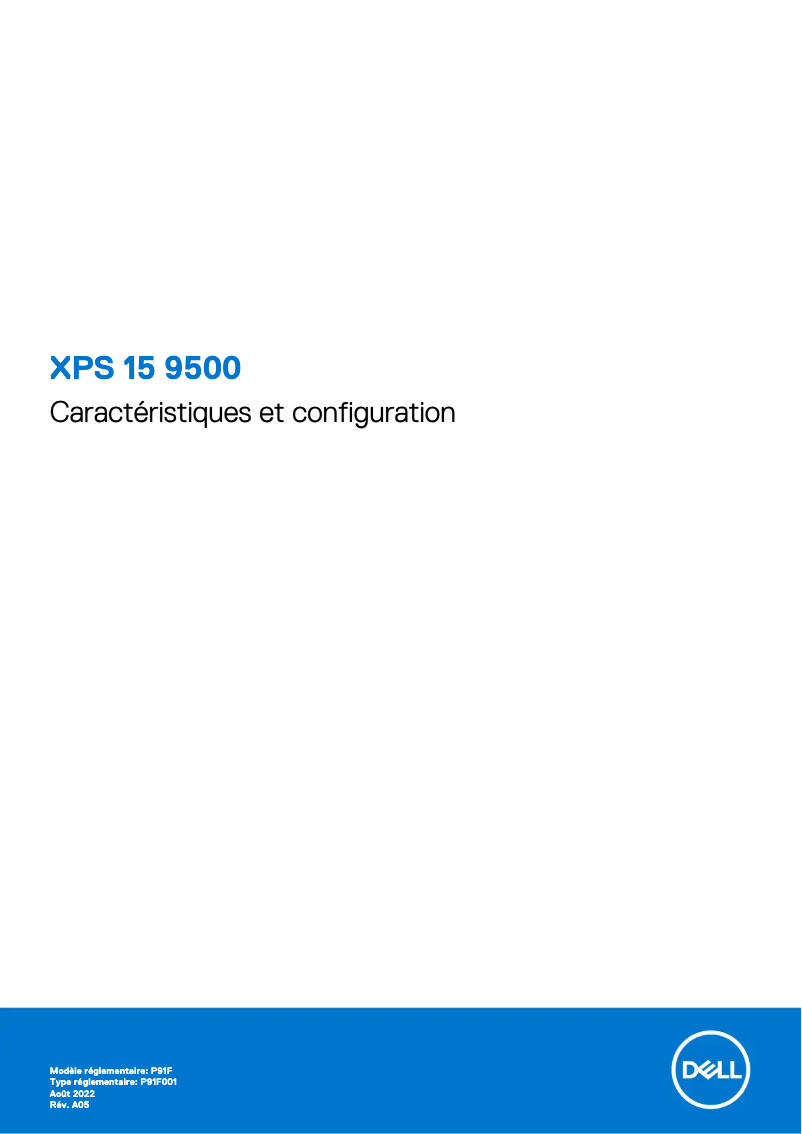 Page 1 de la notice Guide d'installation Dell XPS 15 9500