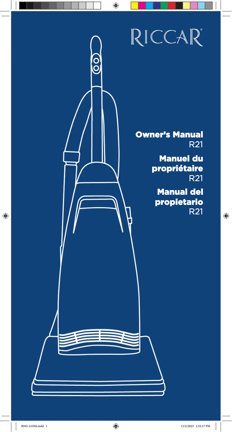 Page n°1 - Manuel utilisateur Riccar Spirit R21