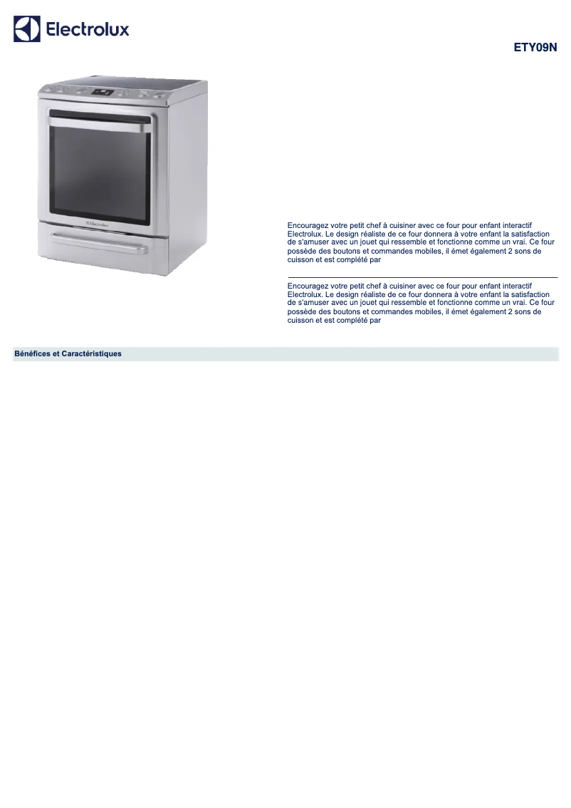 Image de la première page du manuel de l'appareil ETY09N