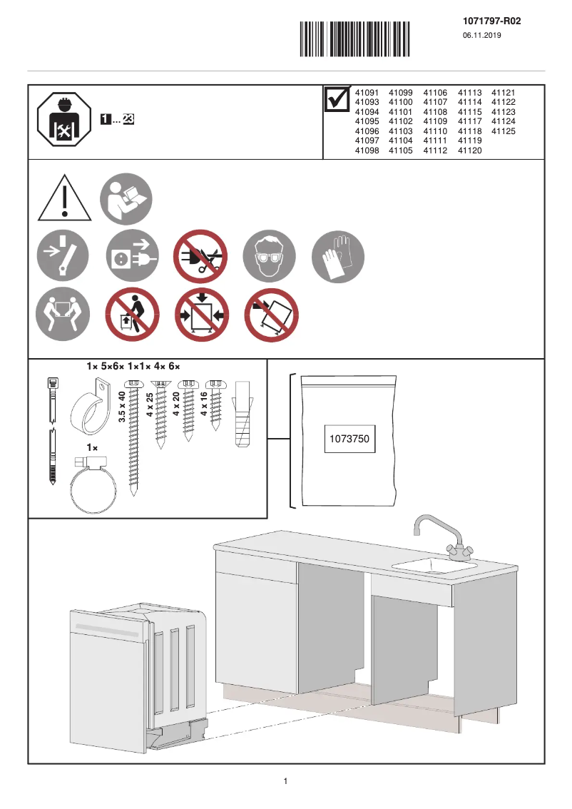 Page 1 de la notice Fiche technique V-Zug AdoraDish V6000