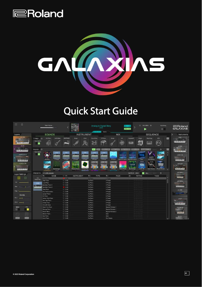 Page n°1 - Manuel utilisateur Roland GALAXIAS