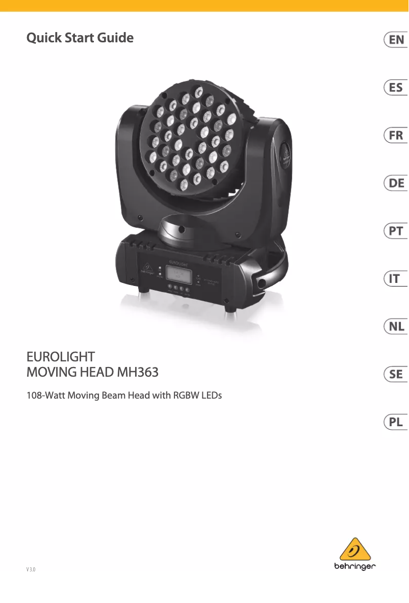 Image de la première page du manuel de l'appareil Eurolight Moving Head MH363