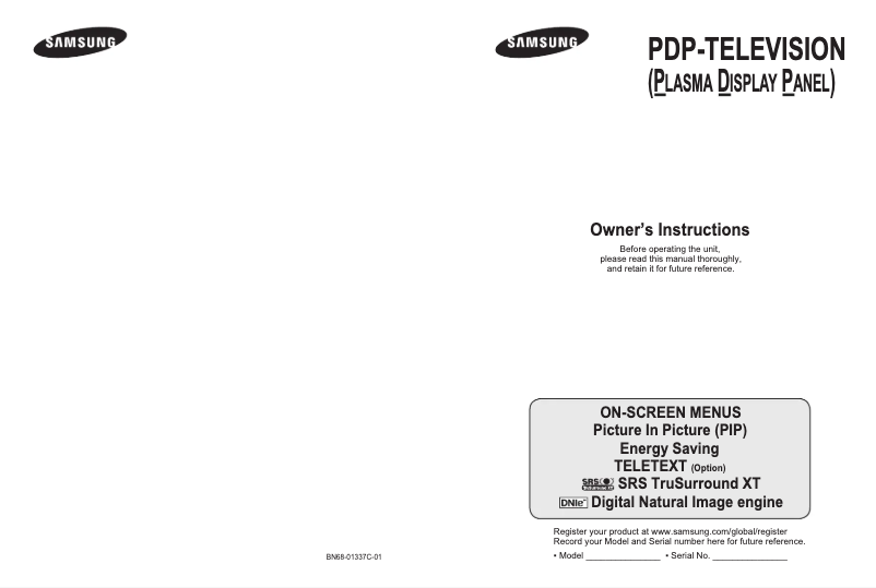 Page n°1 - Manuel utilisateur Samsung PS-42C62H