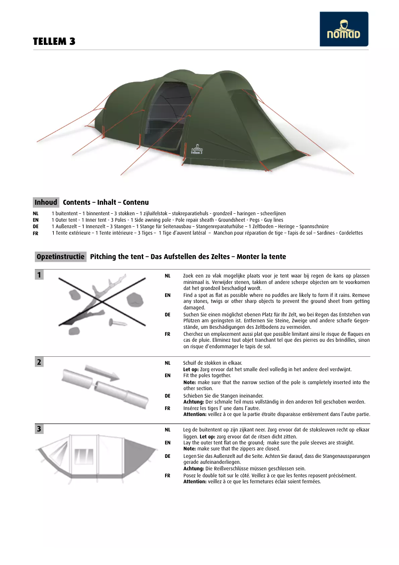 Page 1 de la notice Manuel utilisateur Nomad Tellem 3