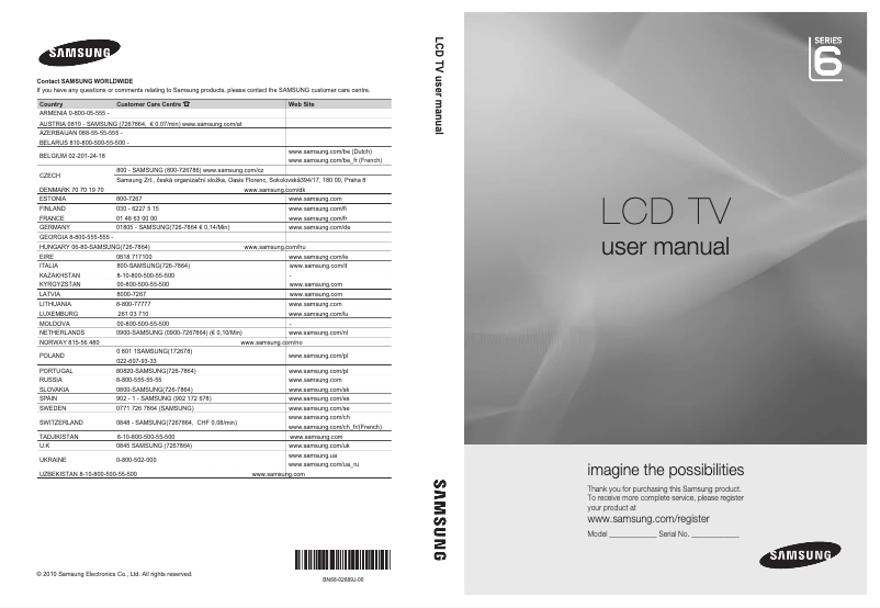 Page n°1 - Manuel utilisateur Samsung LE37C670M1S