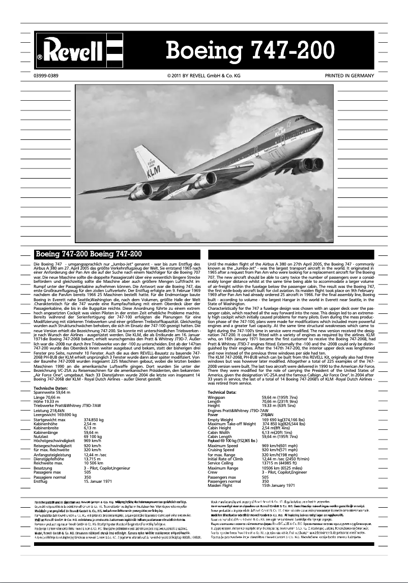 Image de la première page du manuel de l'appareil Boeing 747-200