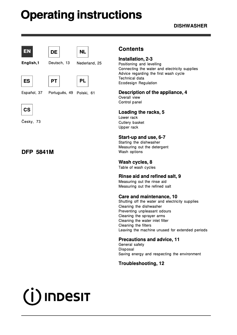 Image de la première page du manuel de l'appareil DFP 5841M NX EU
