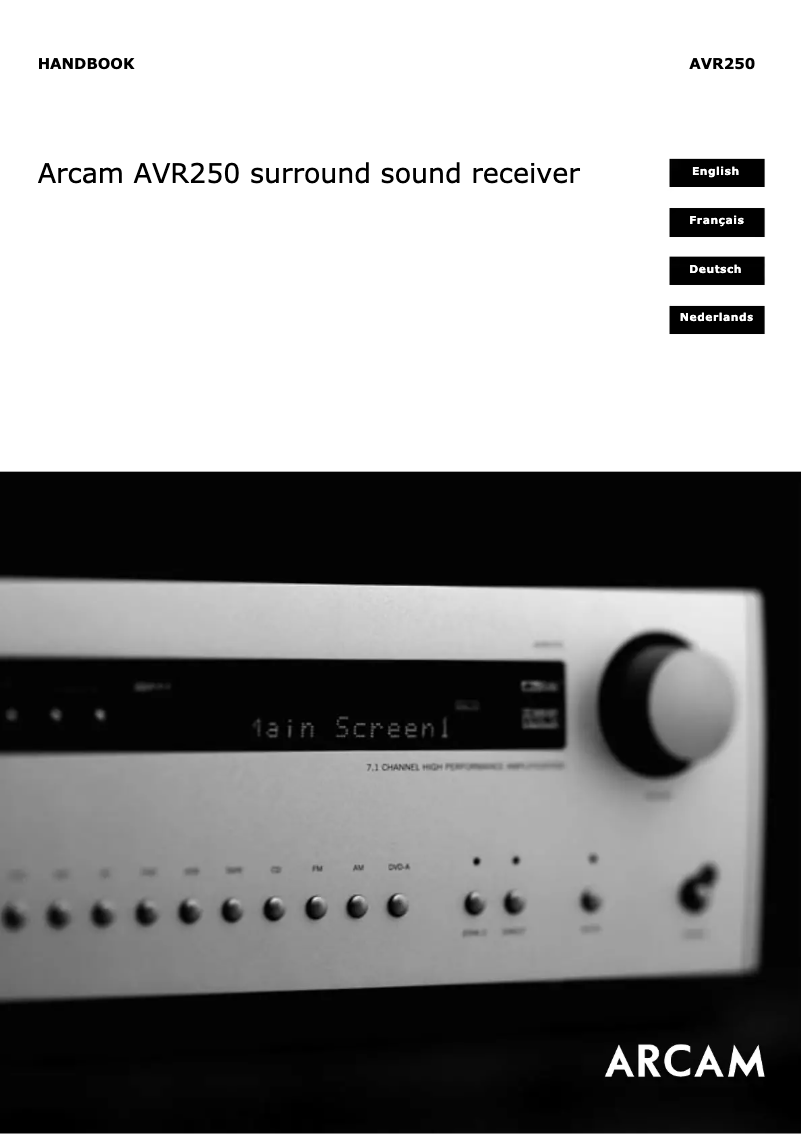 Image de la première page du manuel de l'appareil DiVA AVR250