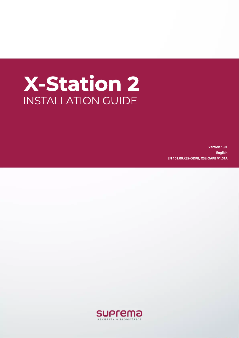 Page 1 de la notice Guide d'installation Suprema X-Station 2