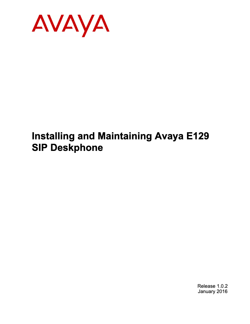 Page n°1 - Manuel utilisateur Avaya E129 SIP