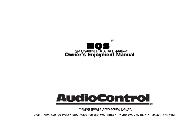 Page 1 de la notice Fiche technique AudioControl EQS
