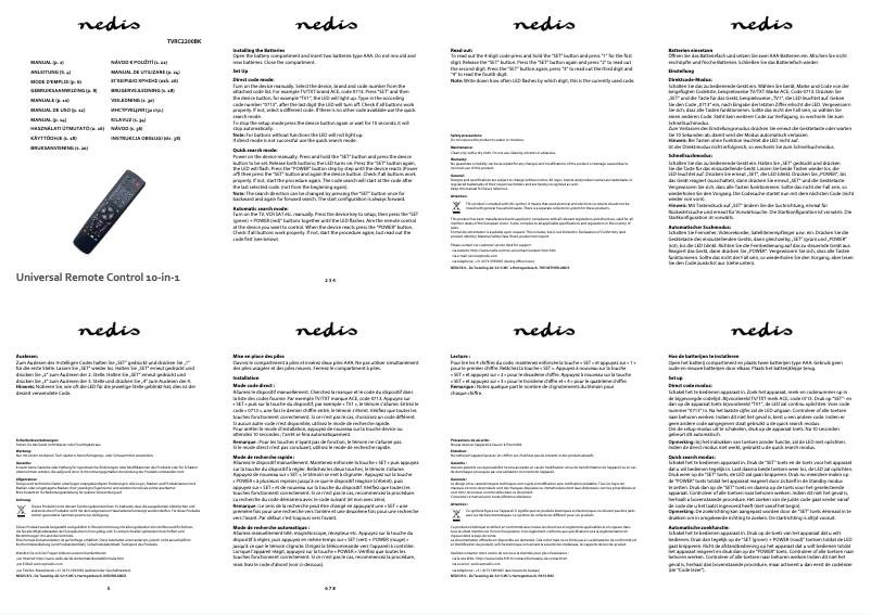 Page n°1 - Manuel utilisateur Nedis TVRC2200BK