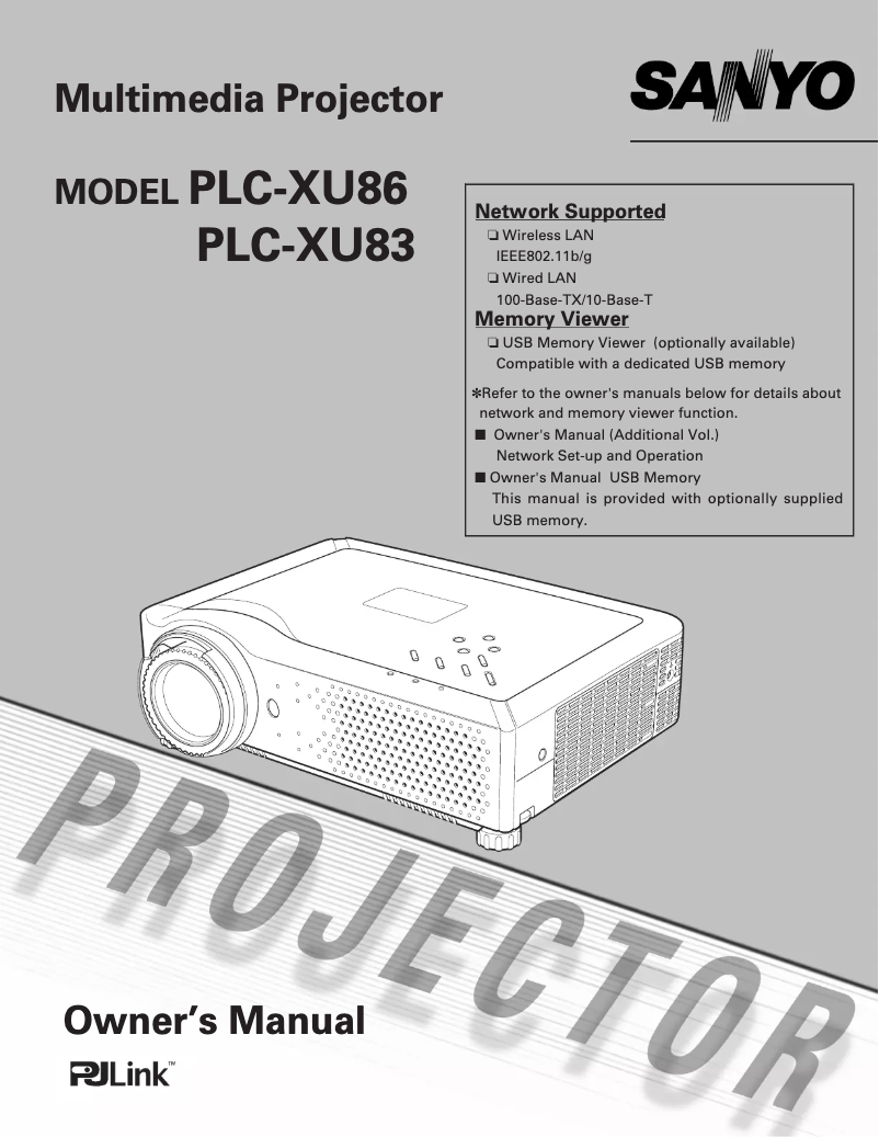 Page 1 de la notice Manuel utilisateur Sanyo PLC-XU83