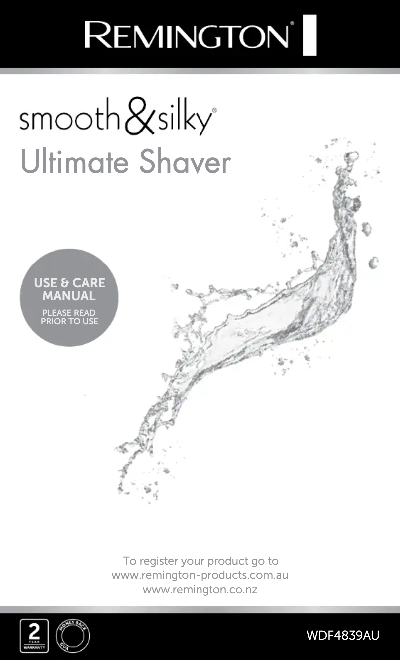 Page 1 de la notice Manuel utilisateur Remington Smooth & Silky WDF4839