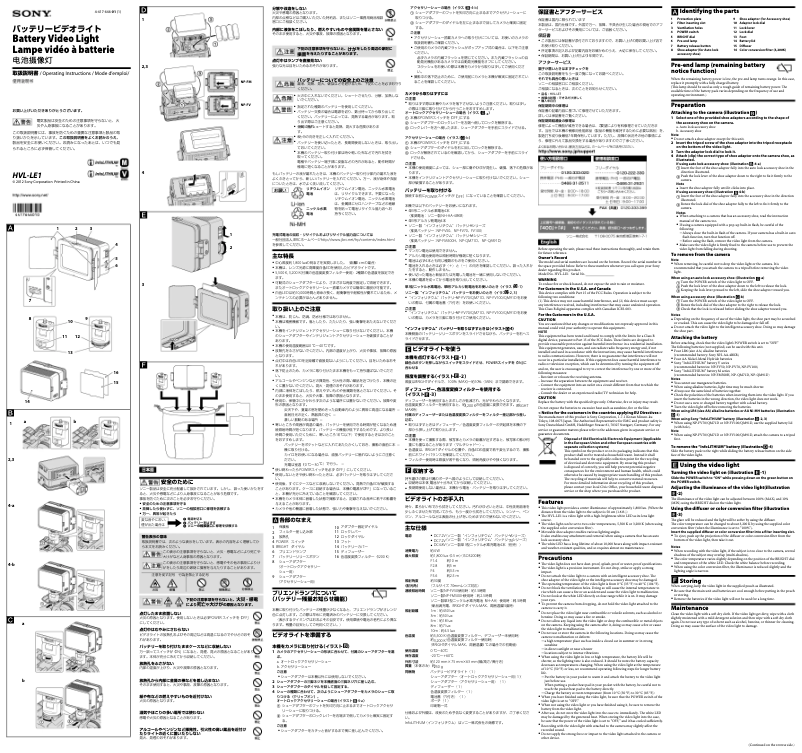 Image de la première page du manuel de l'appareil HVL-LE1
