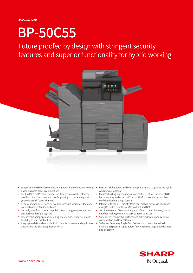 Page 1 de la notice Fiche technique Sharp BP-50C55