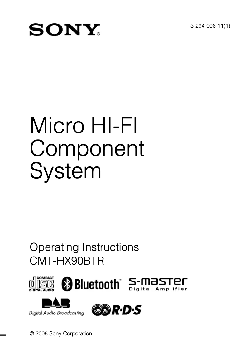 Page n°1 - Manuel utilisateur Sony CMT-HX90BTR