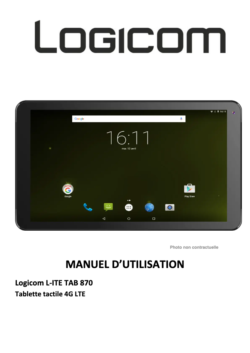 Image de la première page du manuel de l'appareil L-ite Tab 870