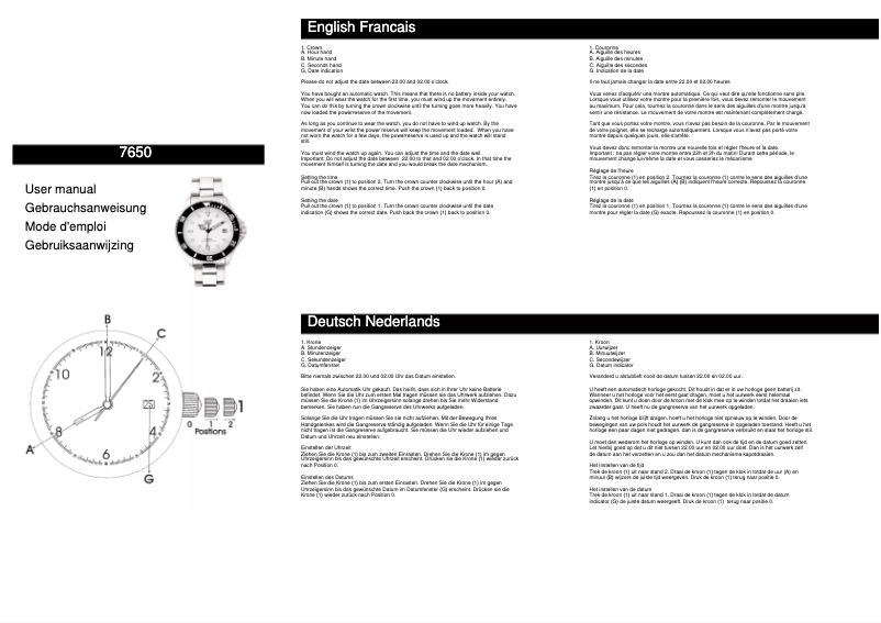 Image de la première page du manuel de l'appareil 7650