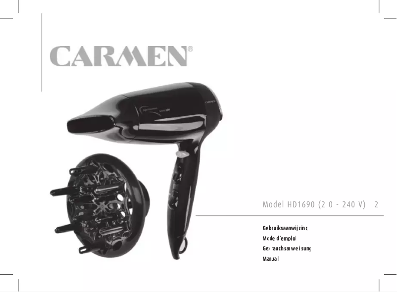 Image de la première page du manuel de l'appareil HD 1690 Volume 1600