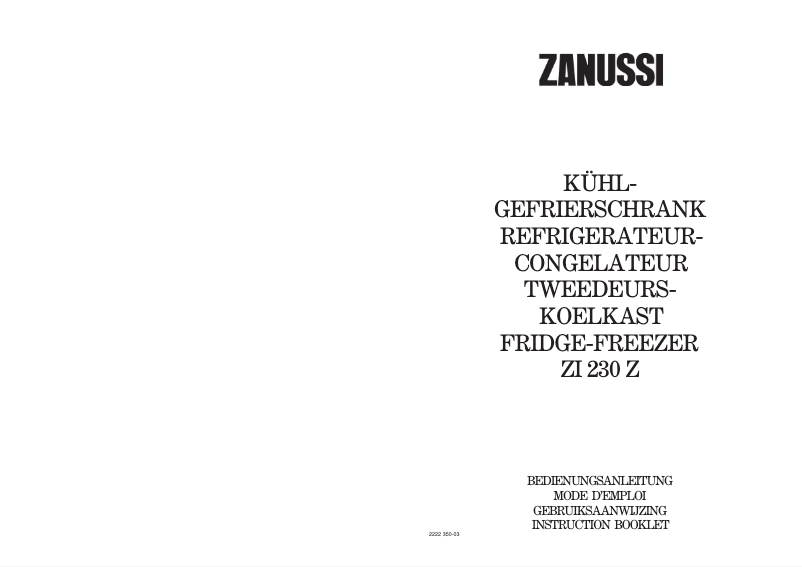 Image de la première page du manuel de l'appareil ZI 230 z