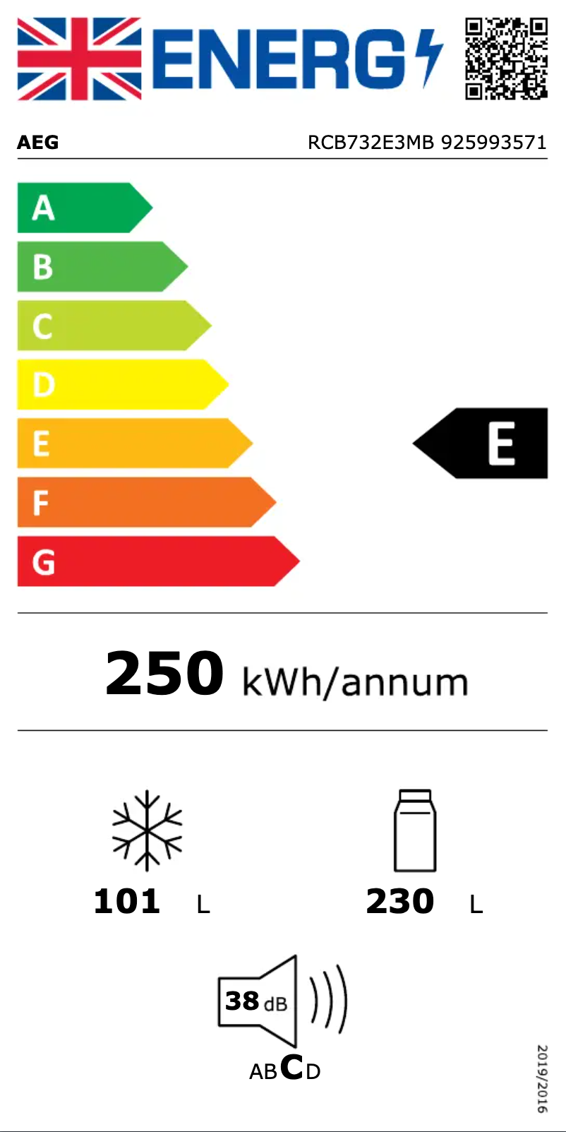 Page n°1 - Label énergétique AEG RCB732E3MB