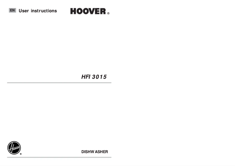 Page 1 de la notice Manuel utilisateur Hoover HFI 3015