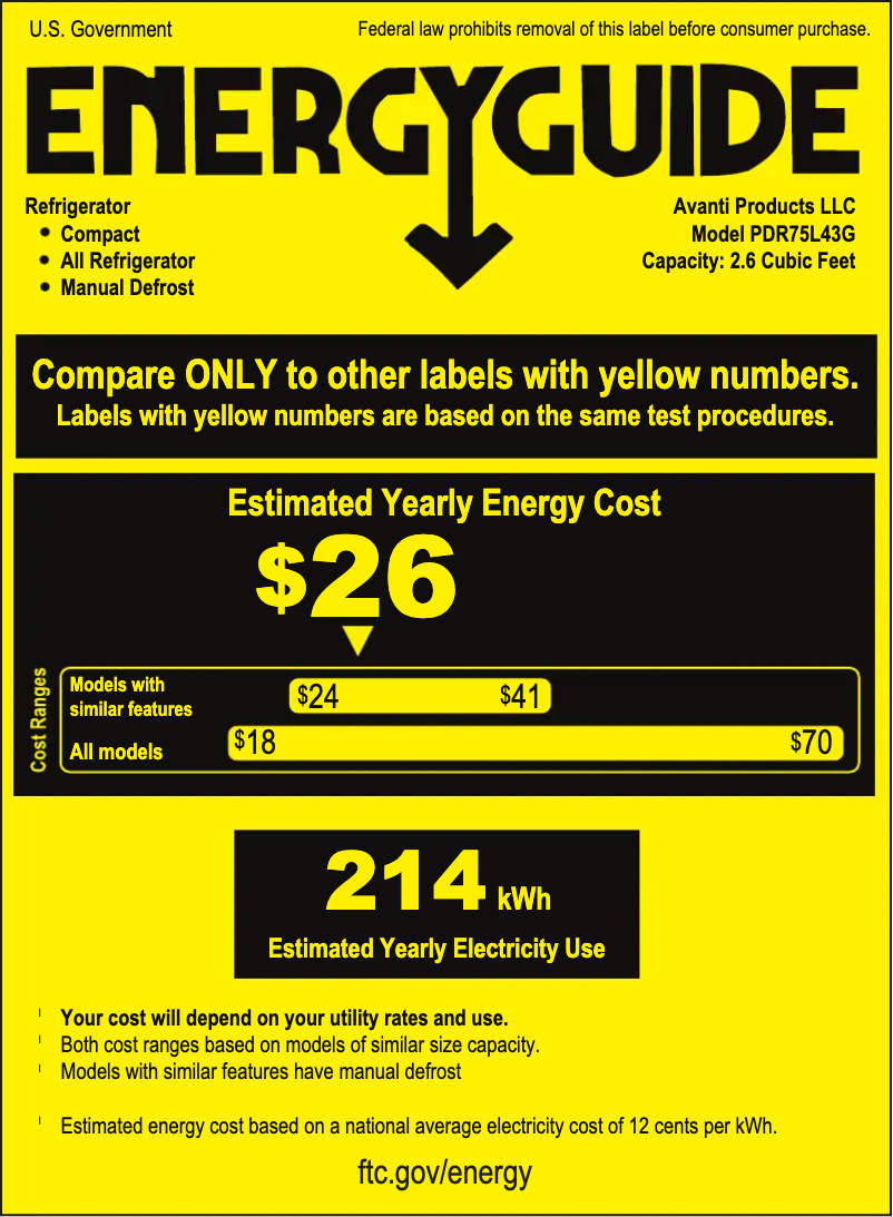 Page n°1 - Label énergétique Avanti PDR75L34G